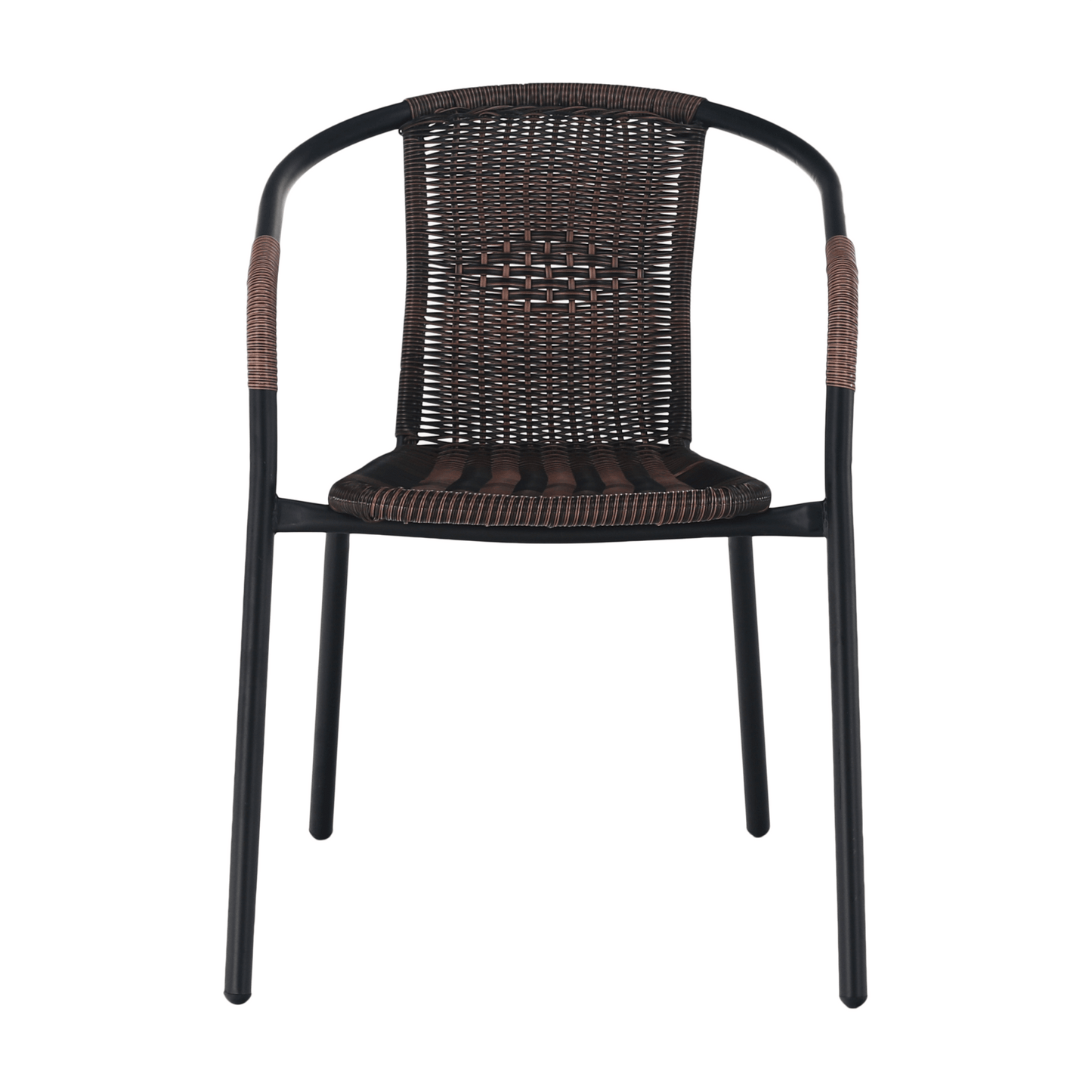 Scaun stivuibil, răchită sintetică maro/metal negru, DOREN