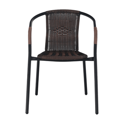 Scaun stivuibil, răchită sintetică maro/metal negru, DOREN