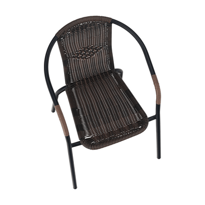 Scaun stivuibil, răchită sintetică maro/metal negru, DOREN