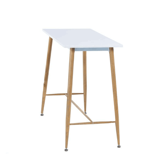 Masă de bar, alb / fag, MDF / metal, 110x50 cm, DORTON