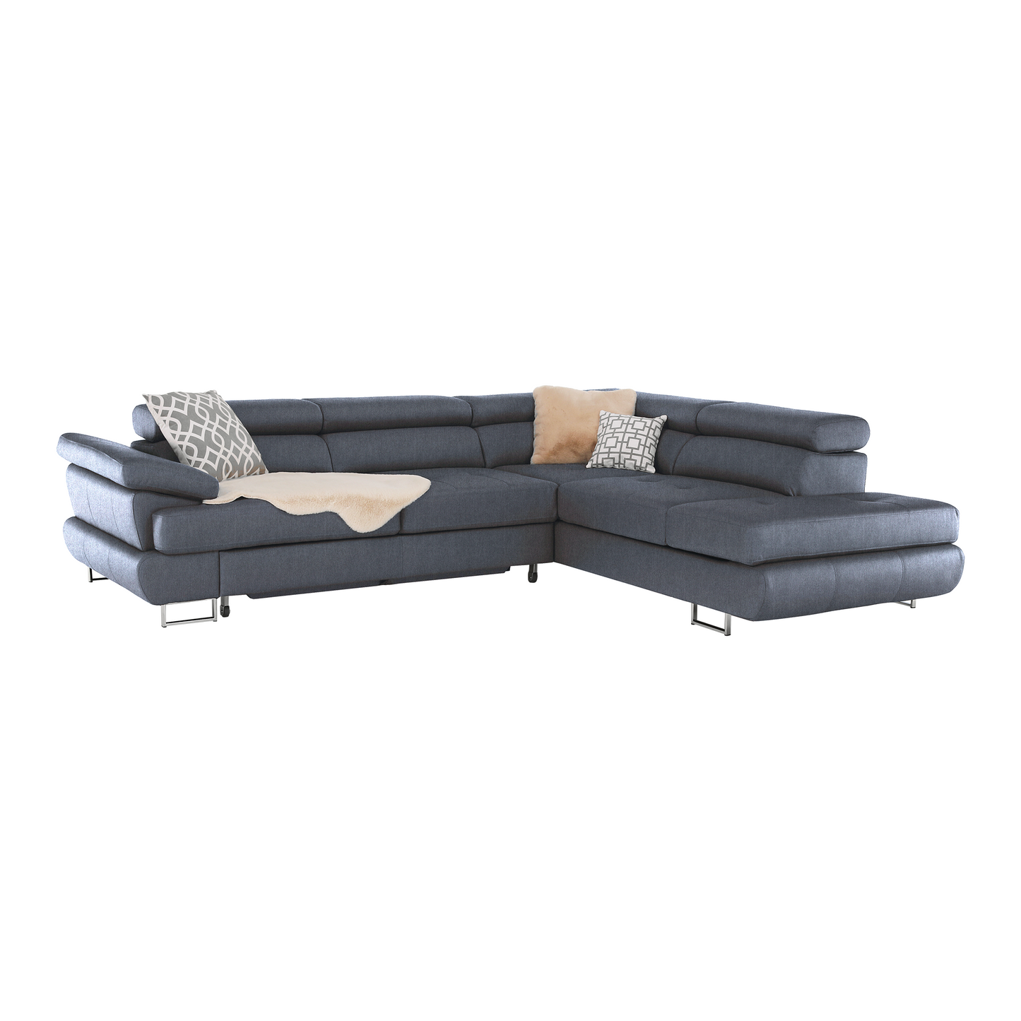 Set canapea cu spaţiu de depozitare, gri, dreapta, BUTON R