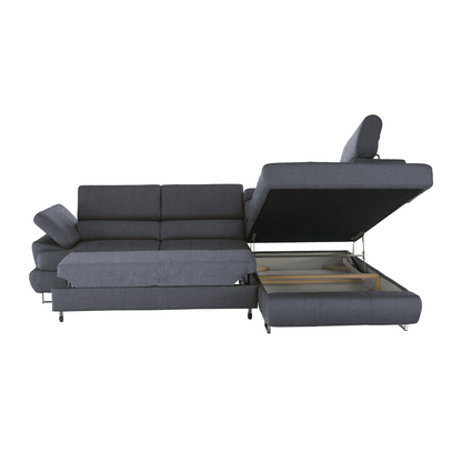 Set canapea cu spaţiu de depozitare, gri, dreapta, BUTON R