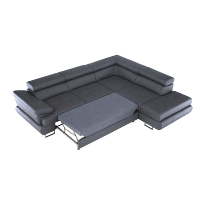 Set canapea cu spaţiu de depozitare, gri, dreapta, BUTON R
