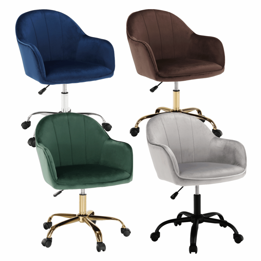 Scaun de birou, material textil din catifea gri deschis / negru, EROL