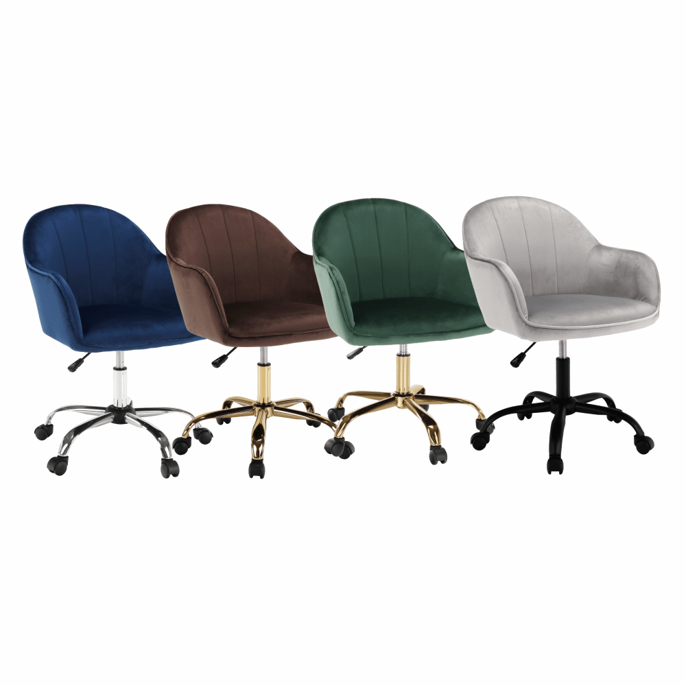 Scaun de birou, material textil din catifea gri deschis / negru, EROL