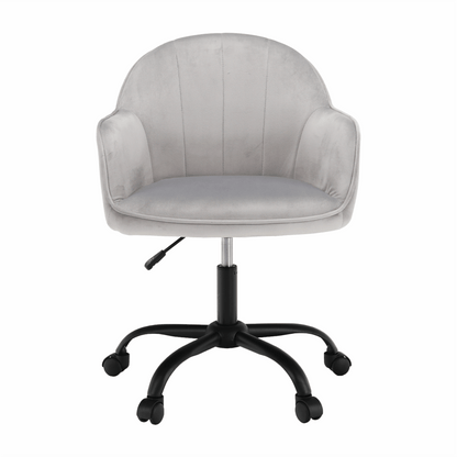 Scaun de birou, material textil din catifea gri deschis / negru, EROL