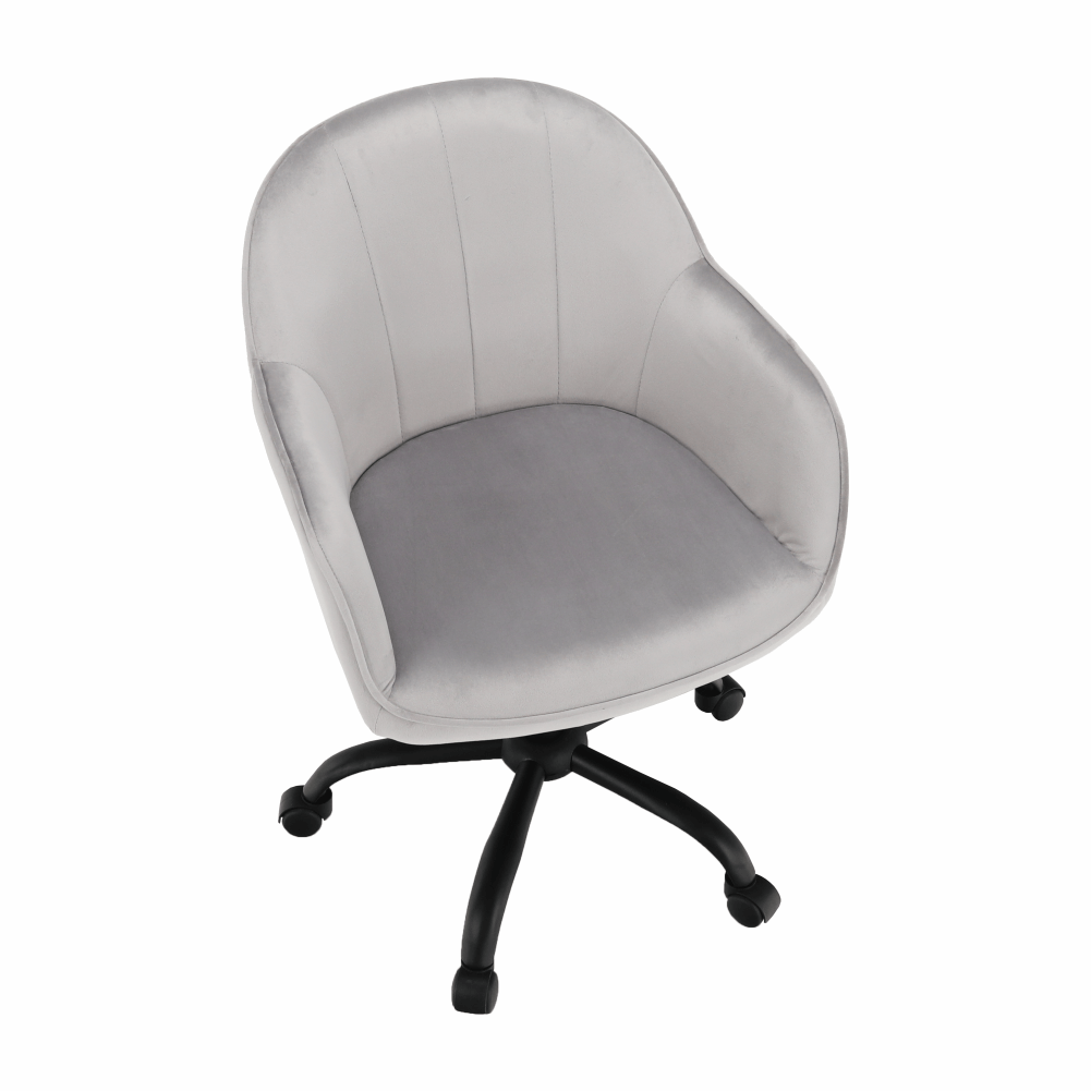 Scaun de birou, material textil din catifea gri deschis / negru, EROL
