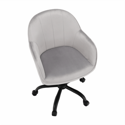 Scaun de birou, material textil din catifea gri deschis / negru, EROL