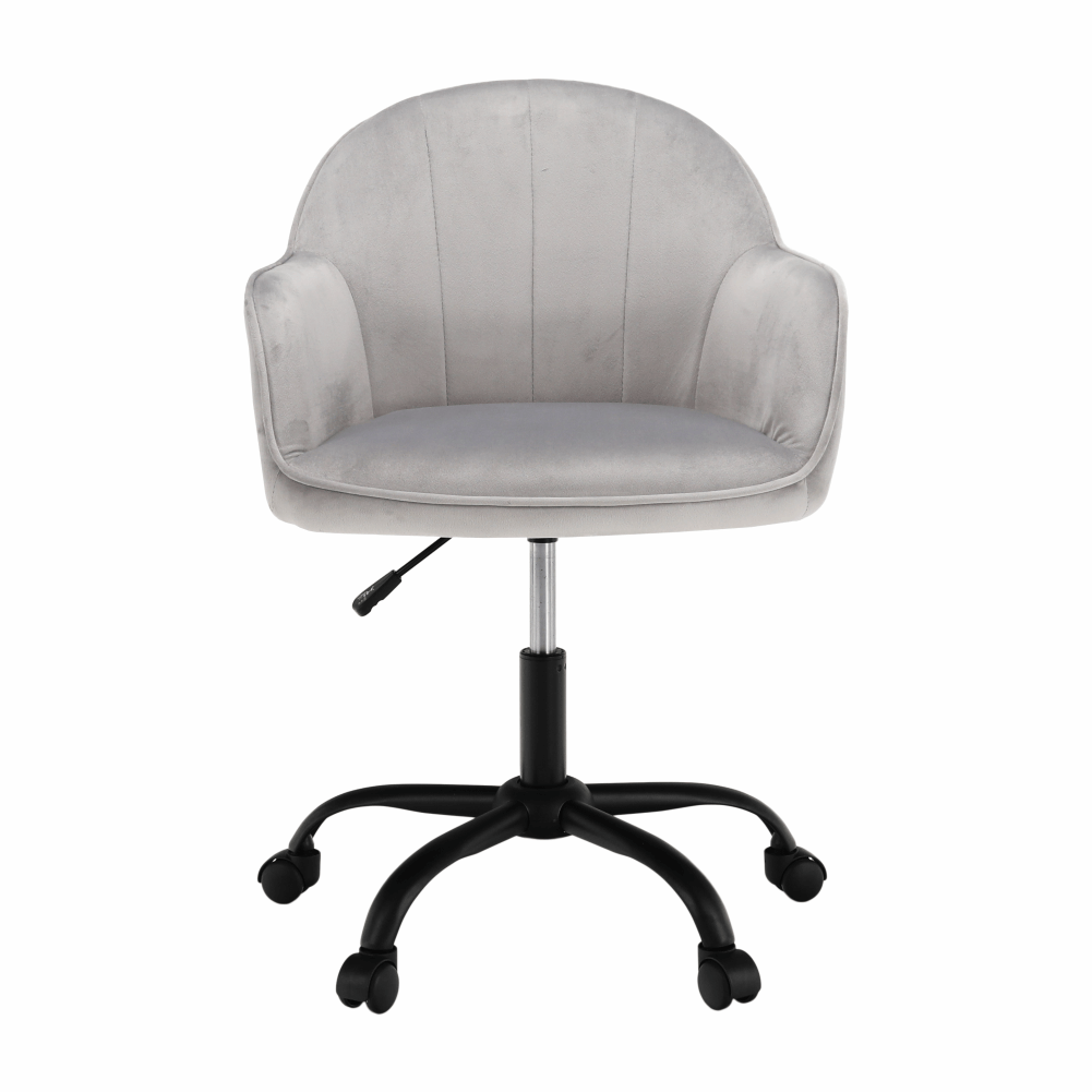 Scaun de birou, material textil din catifea gri deschis / negru, EROL