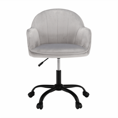 Scaun de birou, material textil din catifea gri deschis / negru, EROL