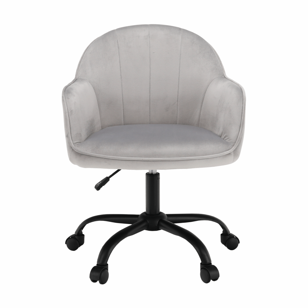 Scaun de birou, material textil din catifea gri deschis / negru, EROL