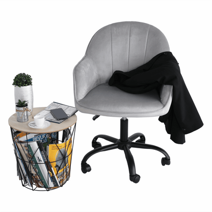 Scaun de birou, material textil din catifea gri deschis / negru, EROL