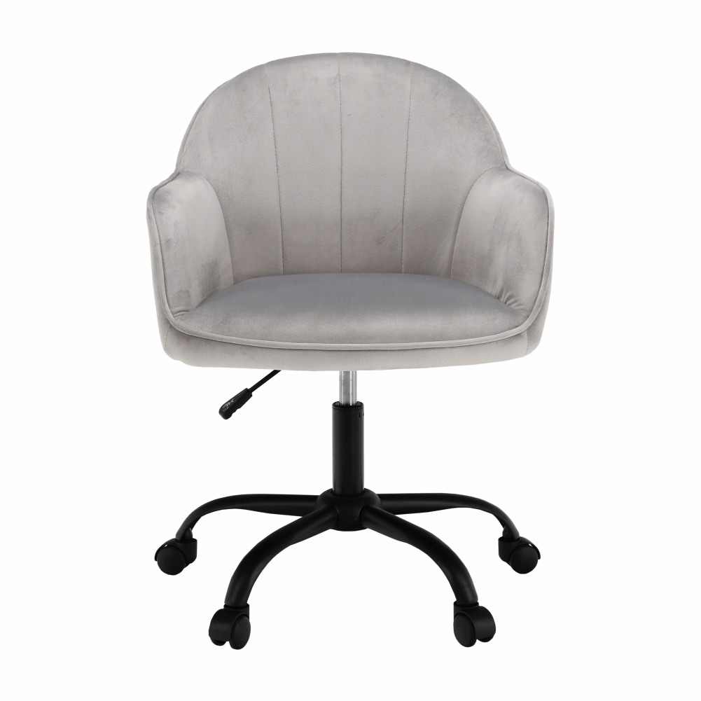 Scaun de birou, material textil din catifea gri deschis / negru, EROL