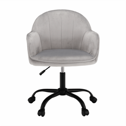 Scaun de birou, material textil din catifea gri deschis / negru, EROL