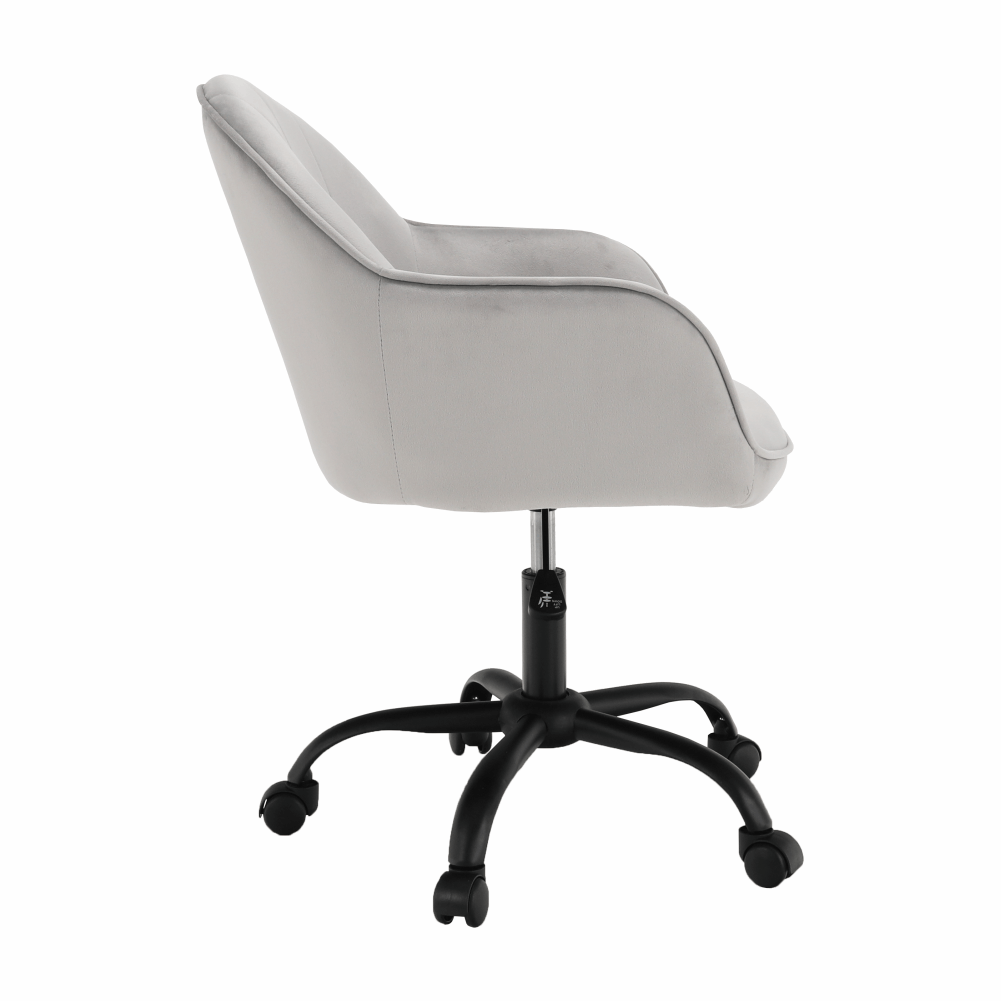 Scaun de birou, material textil din catifea gri deschis / negru, EROL