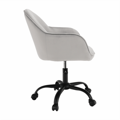 Scaun de birou, material textil din catifea gri deschis / negru, EROL