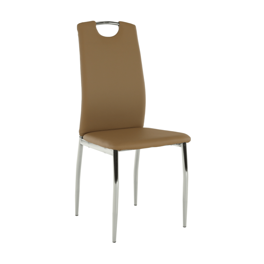 Scaun dining, piele ecologică bej/crom, ERVINA