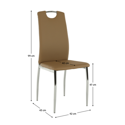 Scaun dining, piele ecologică bej/crom, ERVINA
