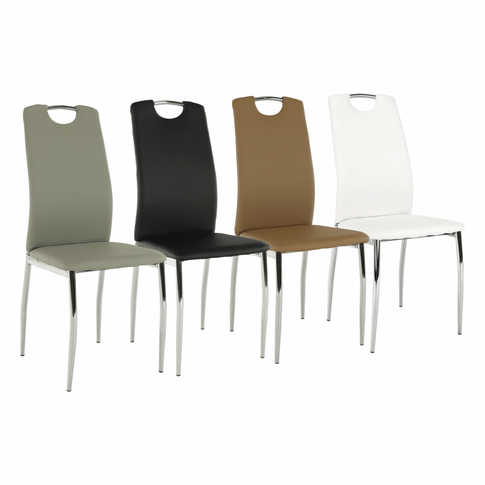 Scaun dining, piele ecologică bej/crom, ERVINA