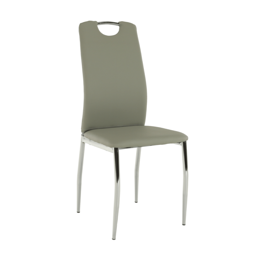 Scaun dining, piele ecologică gri/crom, ERVINA