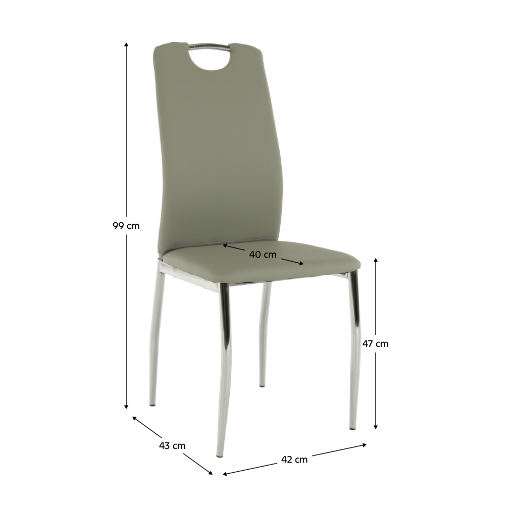 Scaun dining, piele ecologică gri/crom, ERVINA