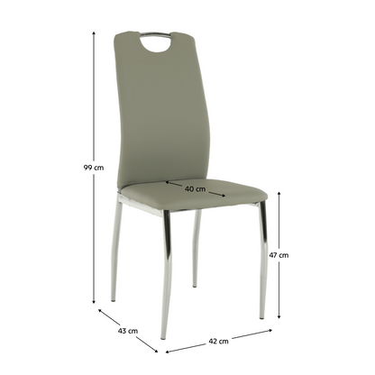 Scaun dining, piele ecologică gri/crom, ERVINA