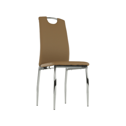 Scaun dining, piele ecologică bej/crom, ERVINA