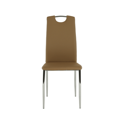 Scaun dining, piele ecologică bej/crom, ERVINA