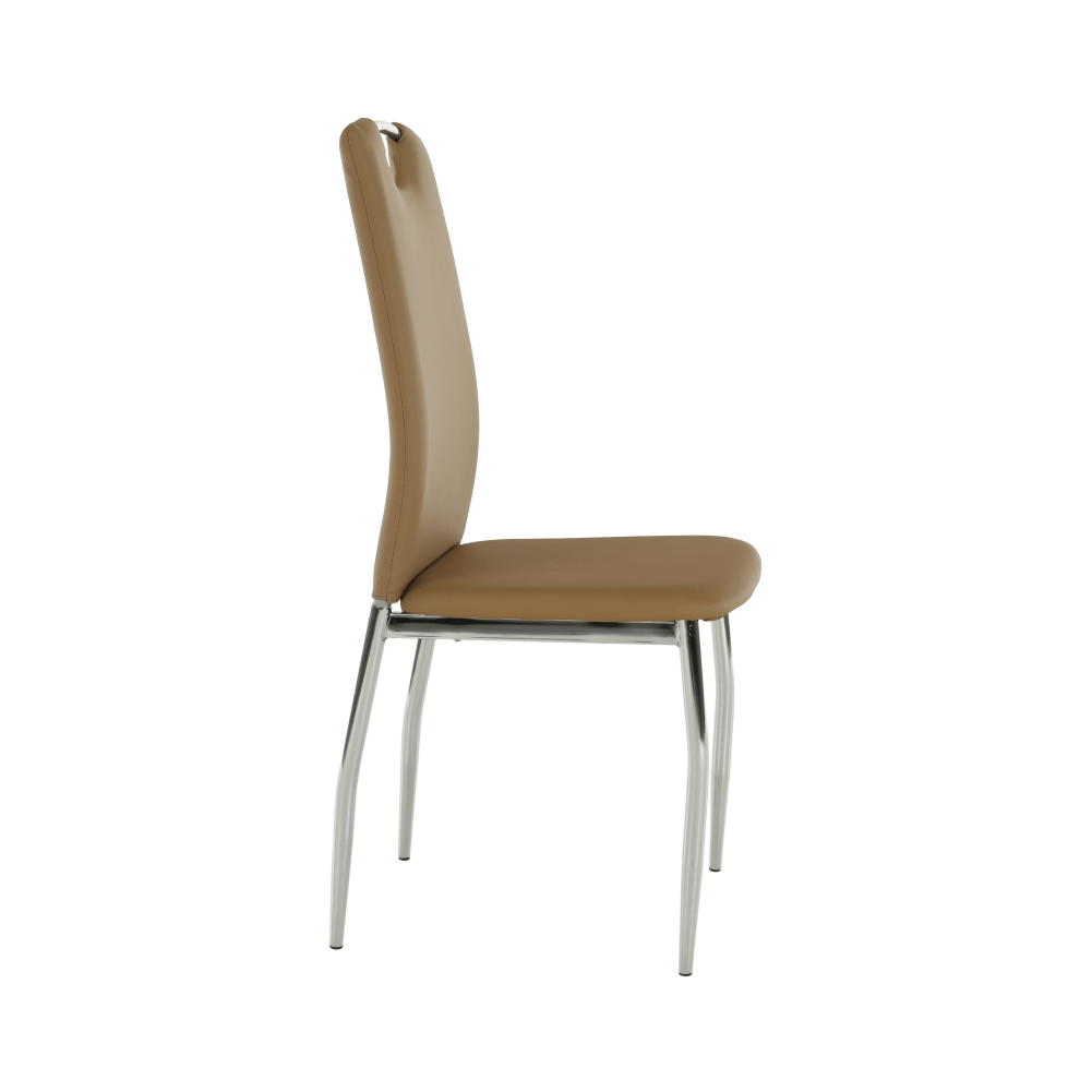 Scaun dining, piele ecologică bej/crom, ERVINA