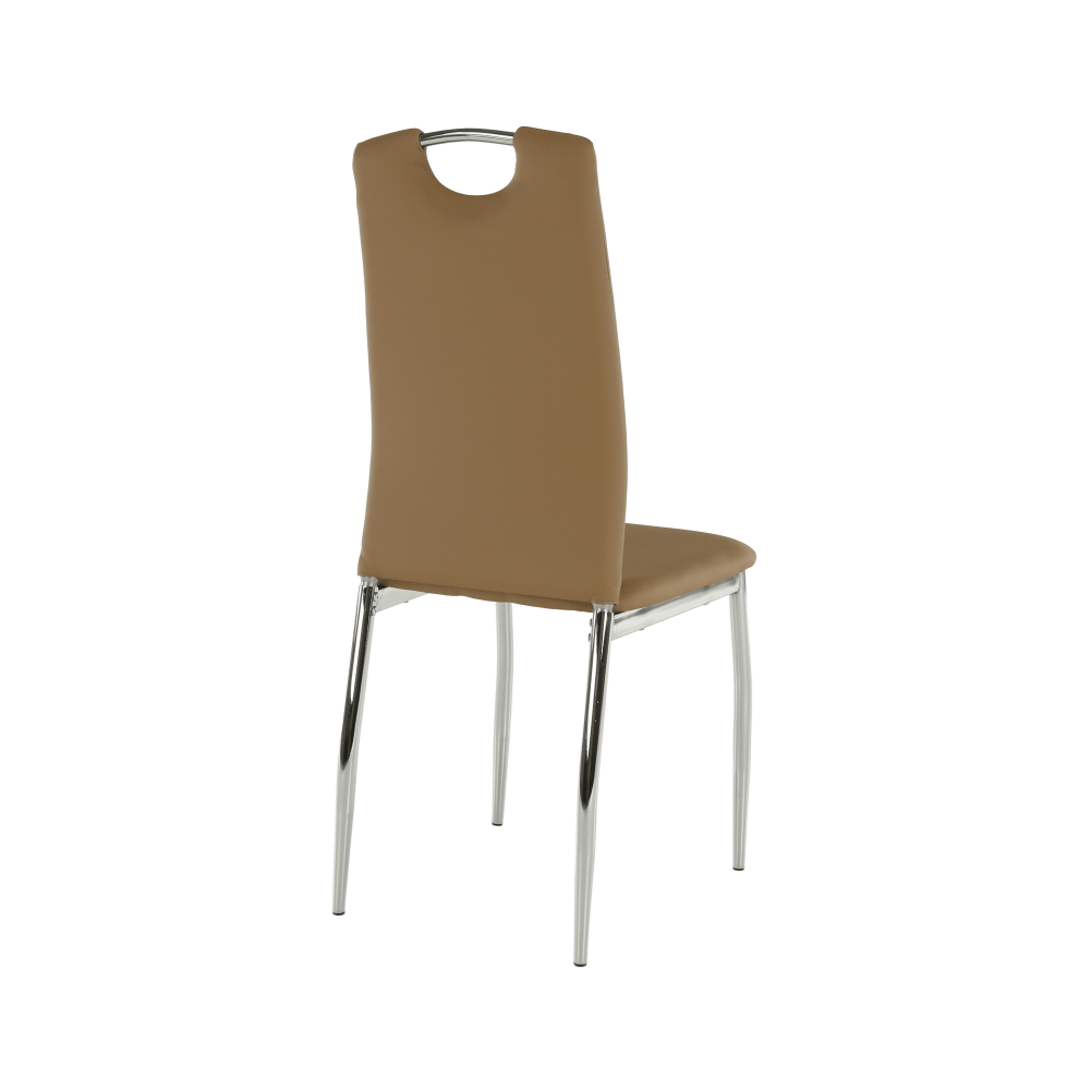 Scaun dining, piele ecologică bej/crom, ERVINA