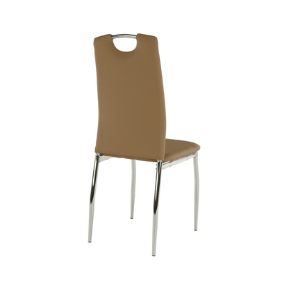 Scaun dining, piele ecologică bej/crom, ERVINA