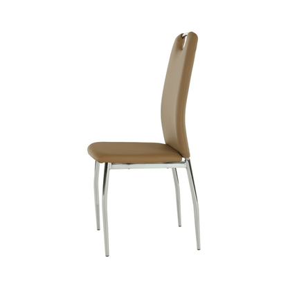Scaun dining, piele ecologică bej/crom, ERVINA
