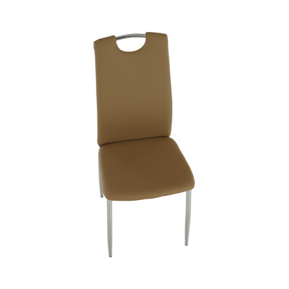 Scaun dining, piele ecologică bej/crom, ERVINA