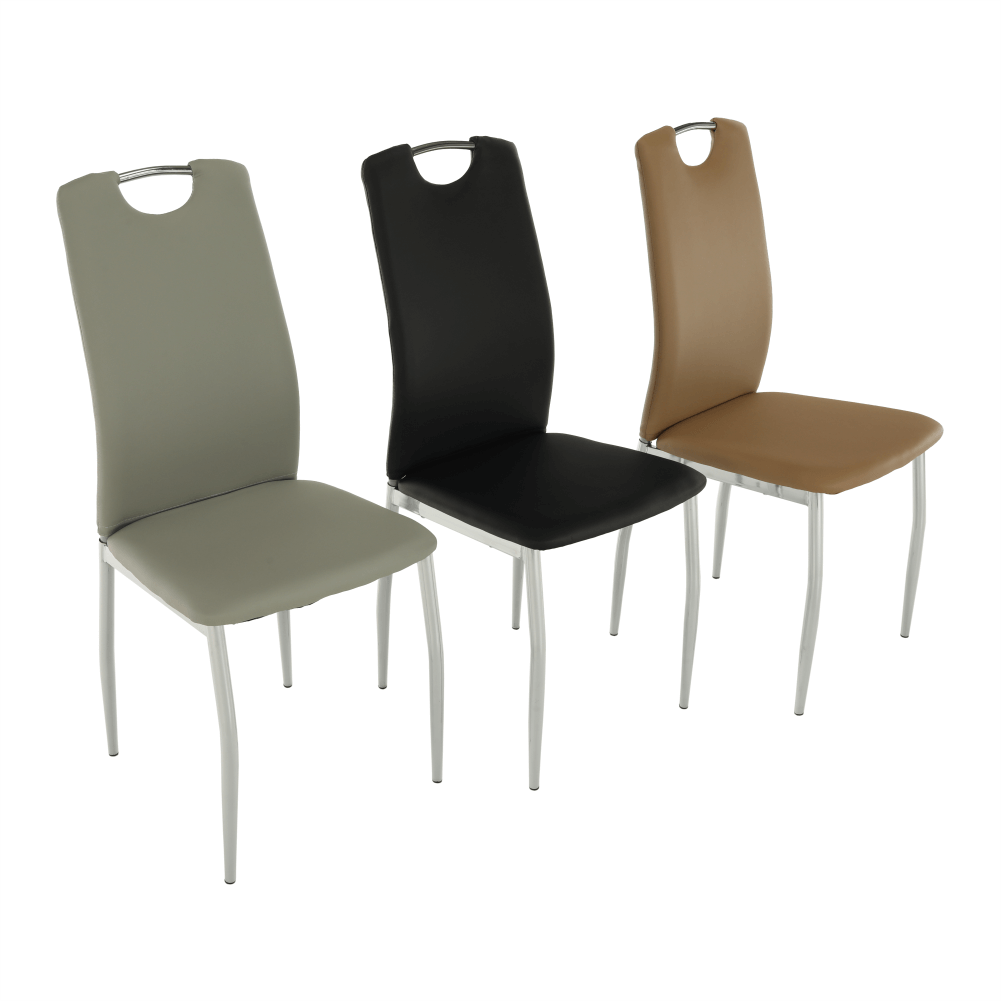 Scaun dining, piele ecologică bej/crom, ERVINA