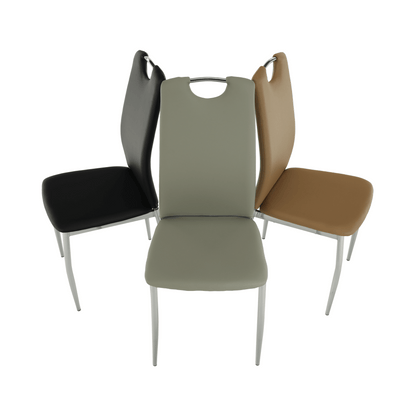 Scaun dining, piele ecologică bej/crom, ERVINA