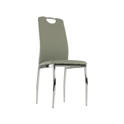 Scaun dining, piele ecologică gri/crom, ERVINA