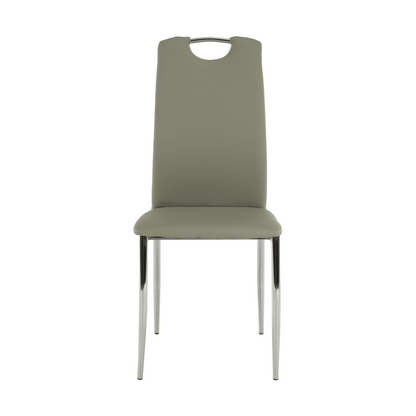 Scaun dining, piele ecologică gri/crom, ERVINA