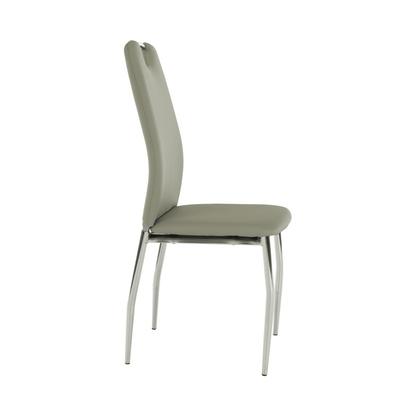 Scaun dining, piele ecologică gri/crom, ERVINA