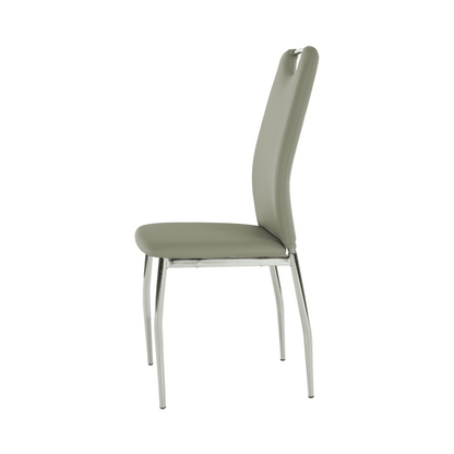 Scaun dining, piele ecologică gri/crom, ERVINA