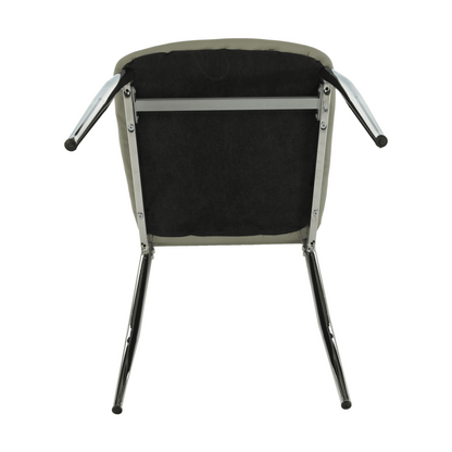 Scaun dining, piele ecologică gri/crom, ERVINA