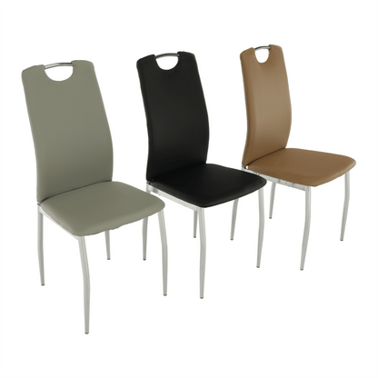 Scaun dining, piele ecologică gri/crom, ERVINA
