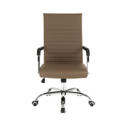 Scaun de birou, piele eco/metal, taupe/crom, FARAN