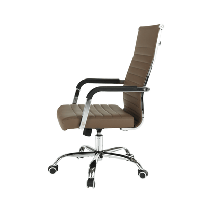 Scaun de birou, piele eco/metal, taupe/crom, FARAN