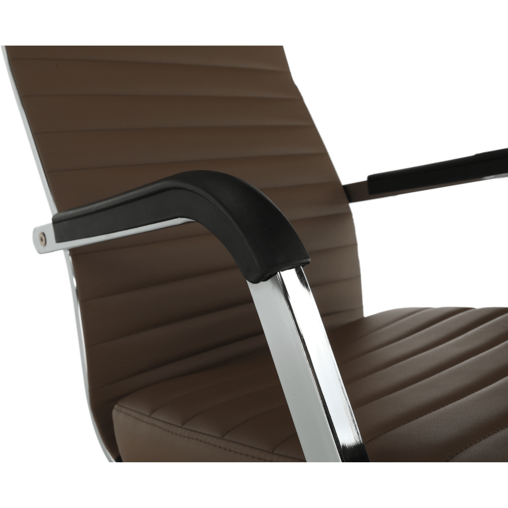 Scaun de birou, piele eco/metal, taupe/crom, FARAN