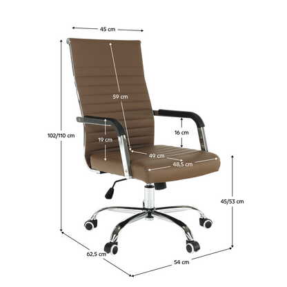 Scaun de birou, piele eco/metal, taupe/crom, FARAN