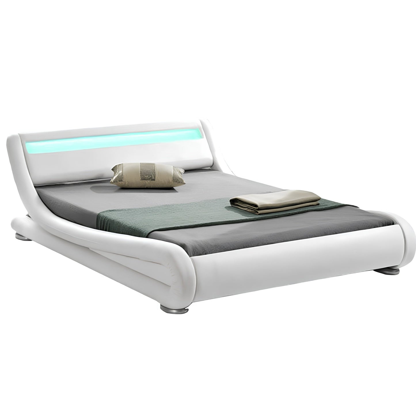 Pat modern cu RGB LED iluminare, alb, 180x200, FILIDA
