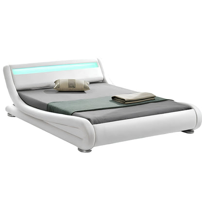 Pat modern cu RGB LED iluminare, alb, 180x200, FILIDA