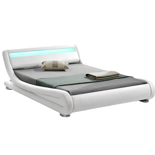 Pat modern cu RGB LED iluminare, alb, 180x200, FILIDA