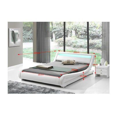 Pat modern cu RGB LED iluminare, alb, 180x200, FILIDA