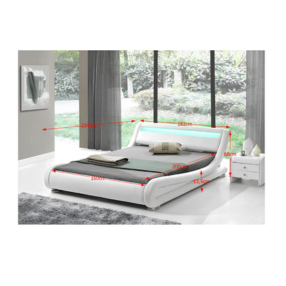 Pat modern cu RGB LED iluminare, alb, 160x200, FILIDA